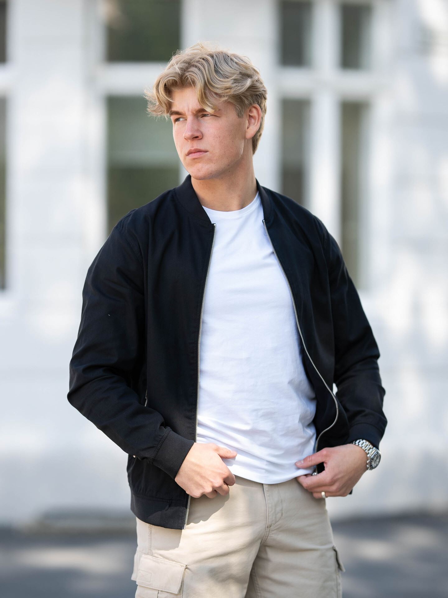 Jack and Jones Summer Linen Bomber Black