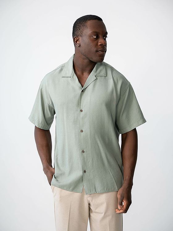 Jack and Jones Aron Tencel Resort Shirt Short Sleeve Lily Pad