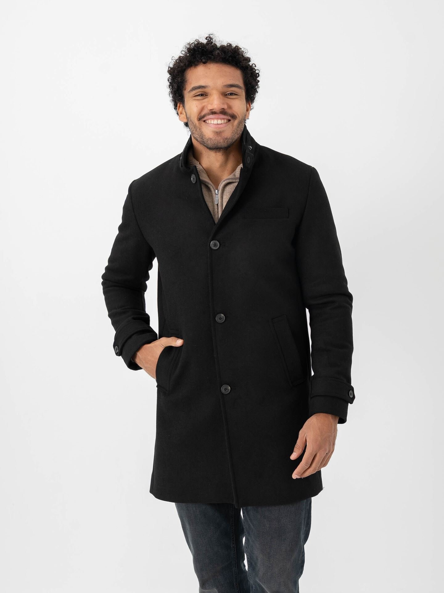 Jack and Jones Melton Wool Blend Coat Black