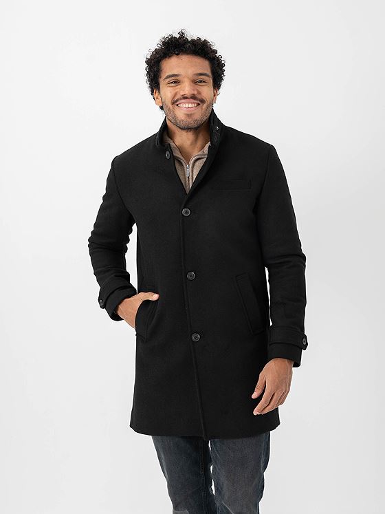 Jack and Jones Melton Wool Blend Coat Black