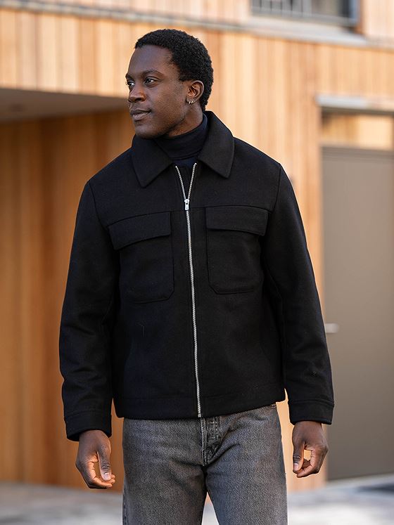 Jack and Jones Russel Wool Blend Jacket Black