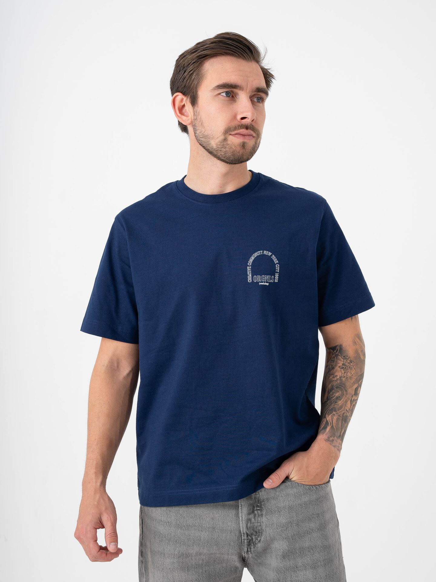 Jack and Jones Roxbury Collage Tee Short Sleeve Crew Neck Ocean Cavern