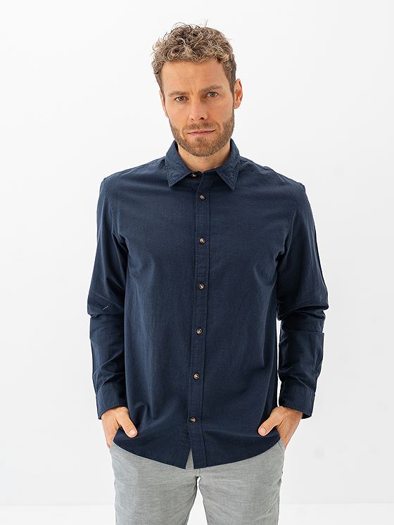 Jack and Jones Summer Shirt Long Sleeve Navy Blazer