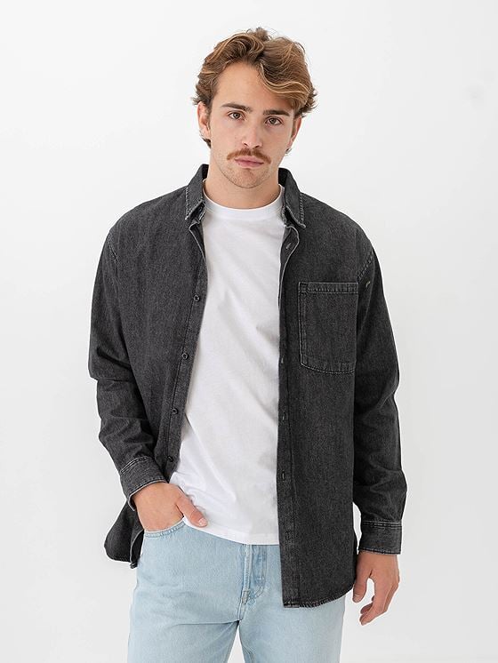 Jack and Jones Creek Shirt Long Sleeve Black Denim