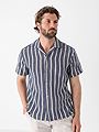 Jack and Jones Coba Stripe Resort Shirt Short Sleeve Ocean Cavern