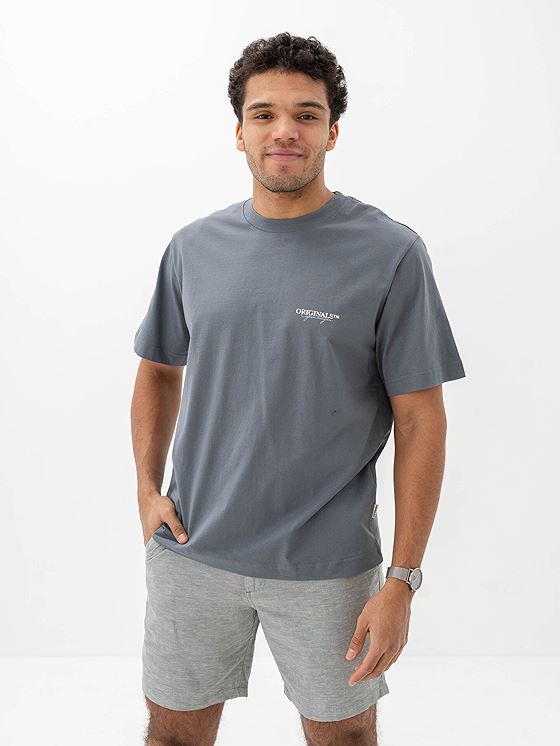 Jack and Jones Islington Type Tee Short Sleeve Crew Neck Stormy Weather