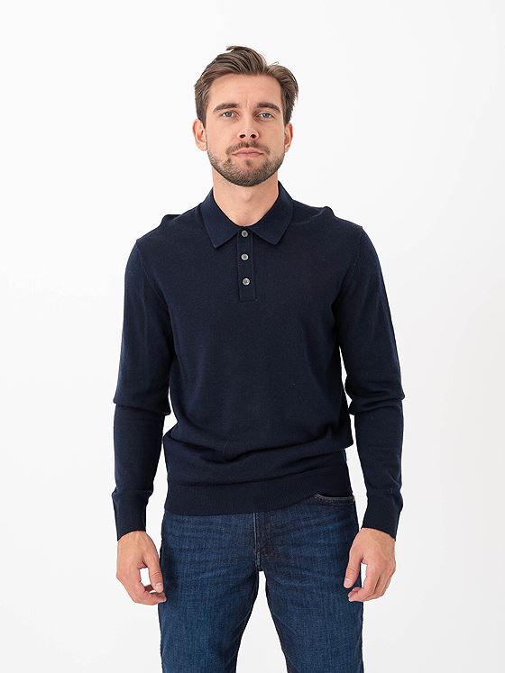 Jack and Jones Merino Knit Polo Night Sky