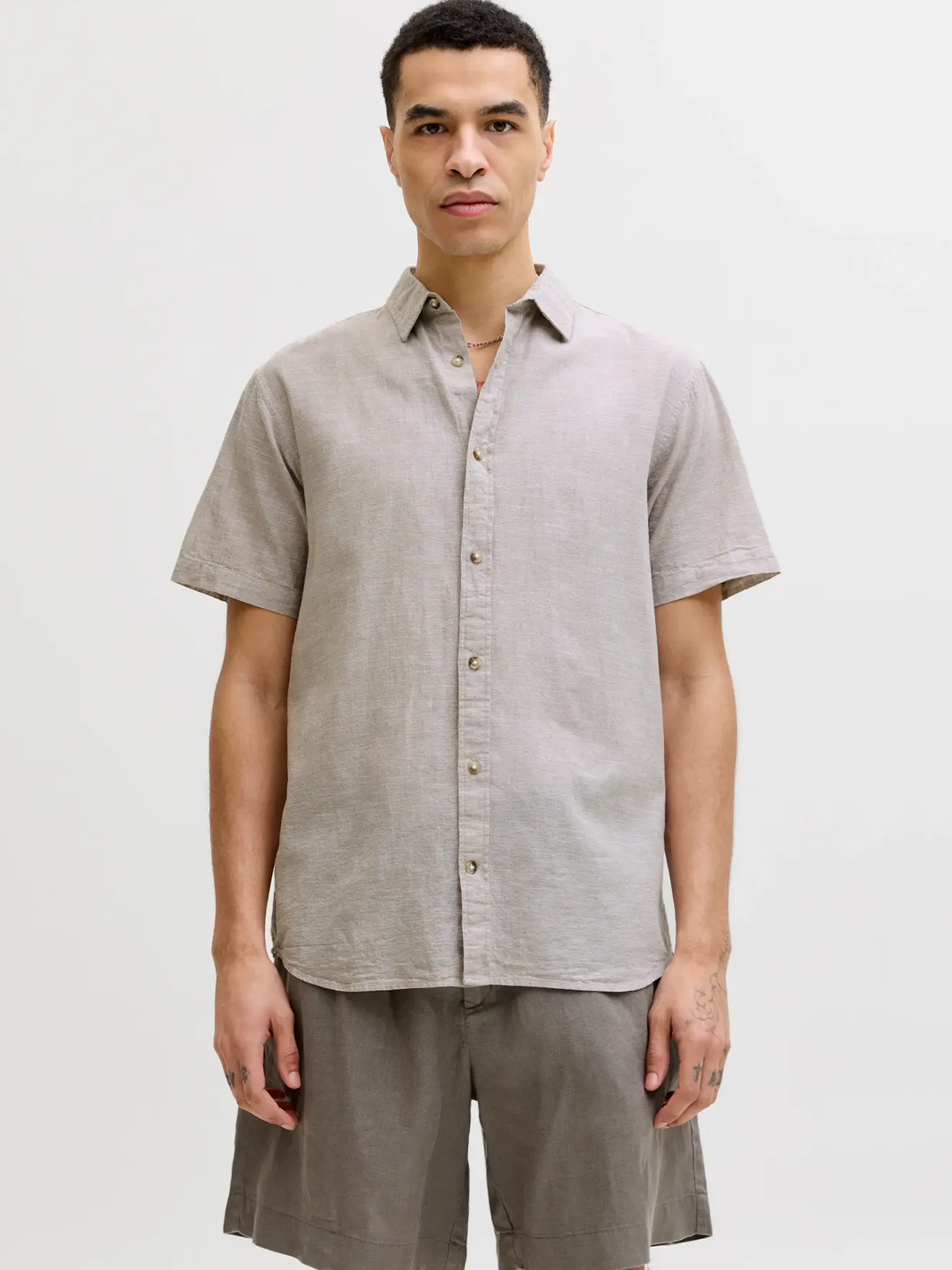 Jack and Jones Summer Linen Blend Shirt Short Sleeve String