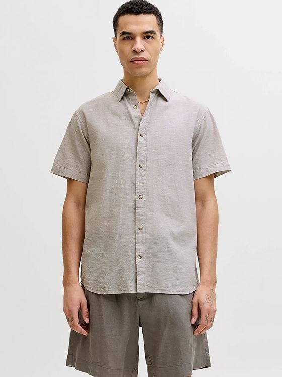 Jack and Jones Summer Linen Blend Shirt Short Sleeve String