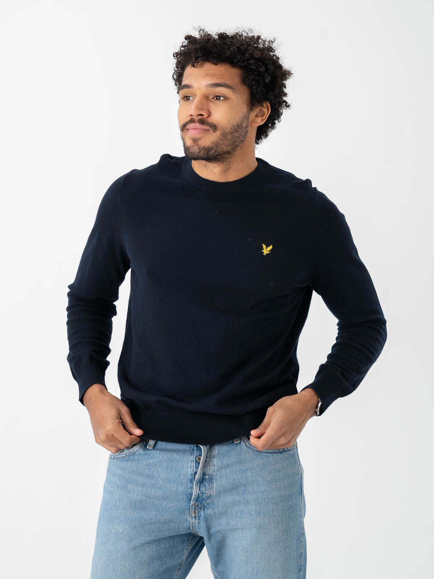 Lyle & Scott Cotton Merino Crew Neck Jumper Dark Navy