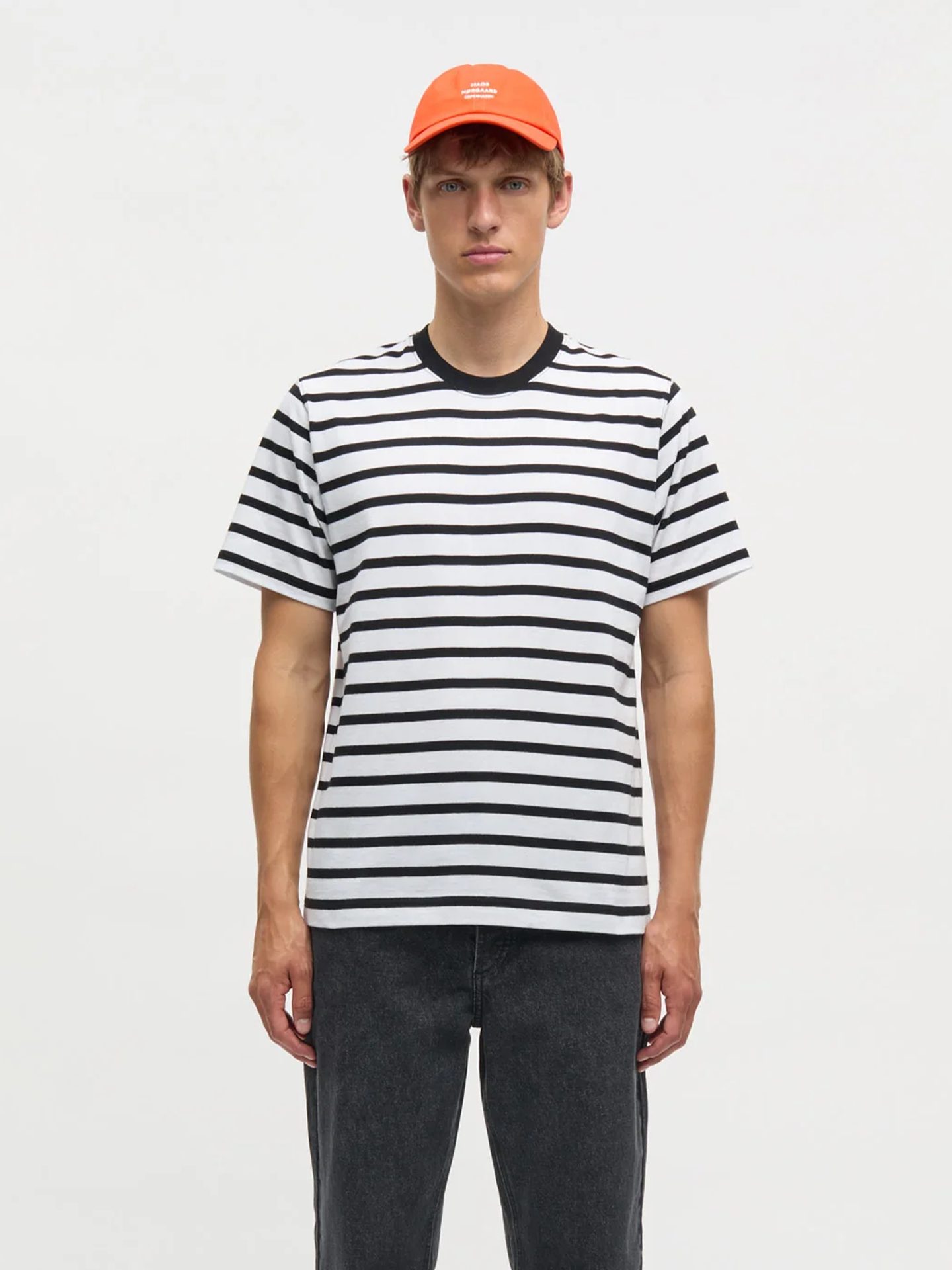 Mads Nørgaard Cotton Jersey Stripe Frode Tee Black / White