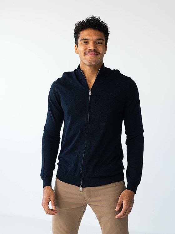 Matinique Mason Wool Cardigan Dark Navy Melange