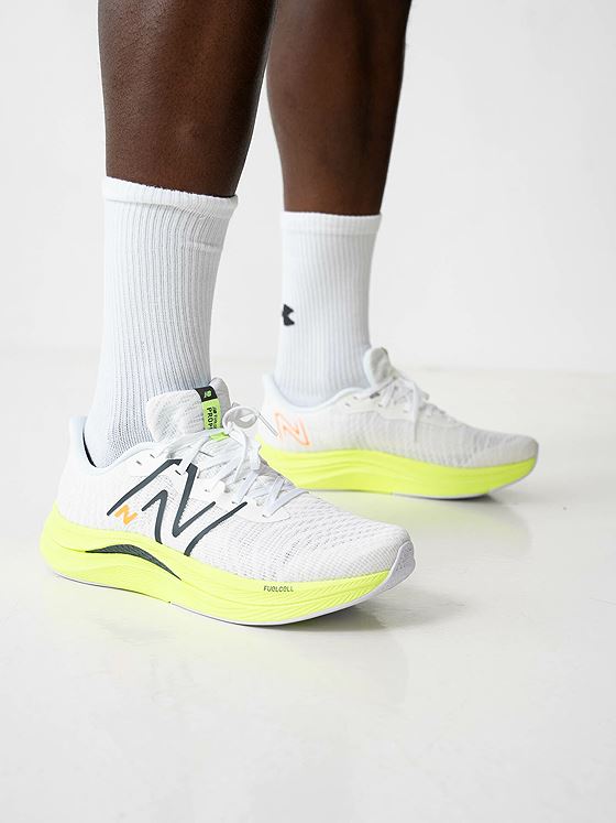 New Balance FuelCell Propel V4 White with bleached lime glo and graphite