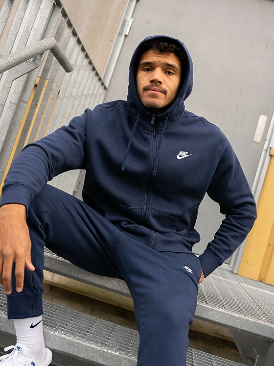 Nike Sportswear Club Full-Zip Hoodie Midnight Navy/Midnight Navy/White