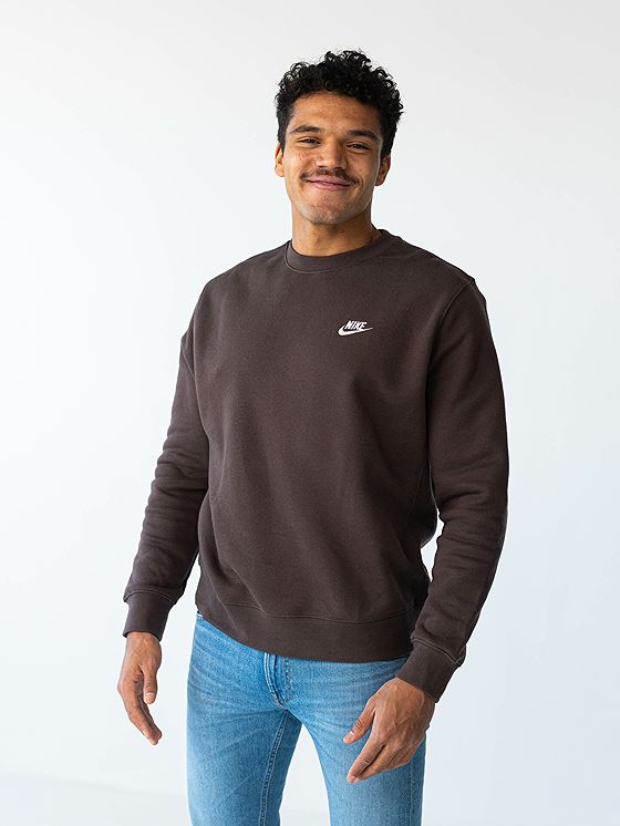Nike Club Fleece Crew Brun