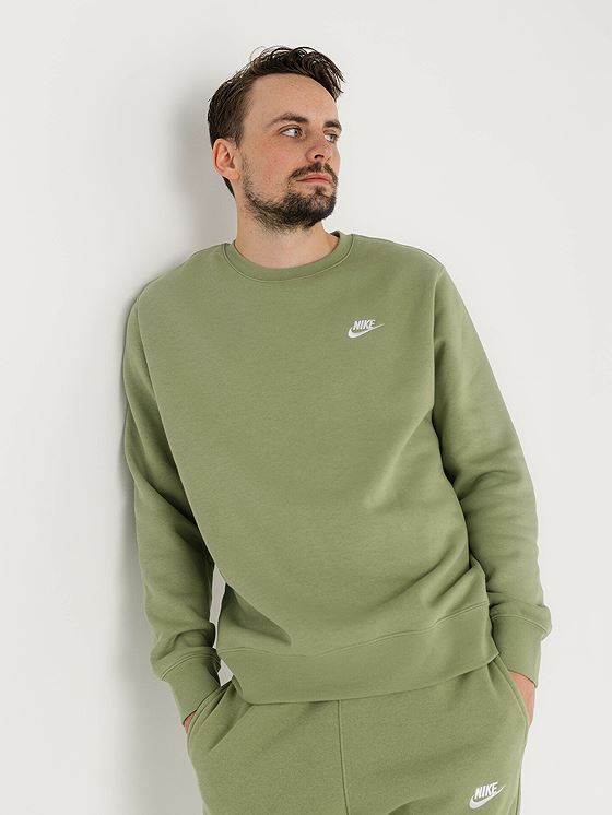 Nike Club Fleece Crew Oil Green/White