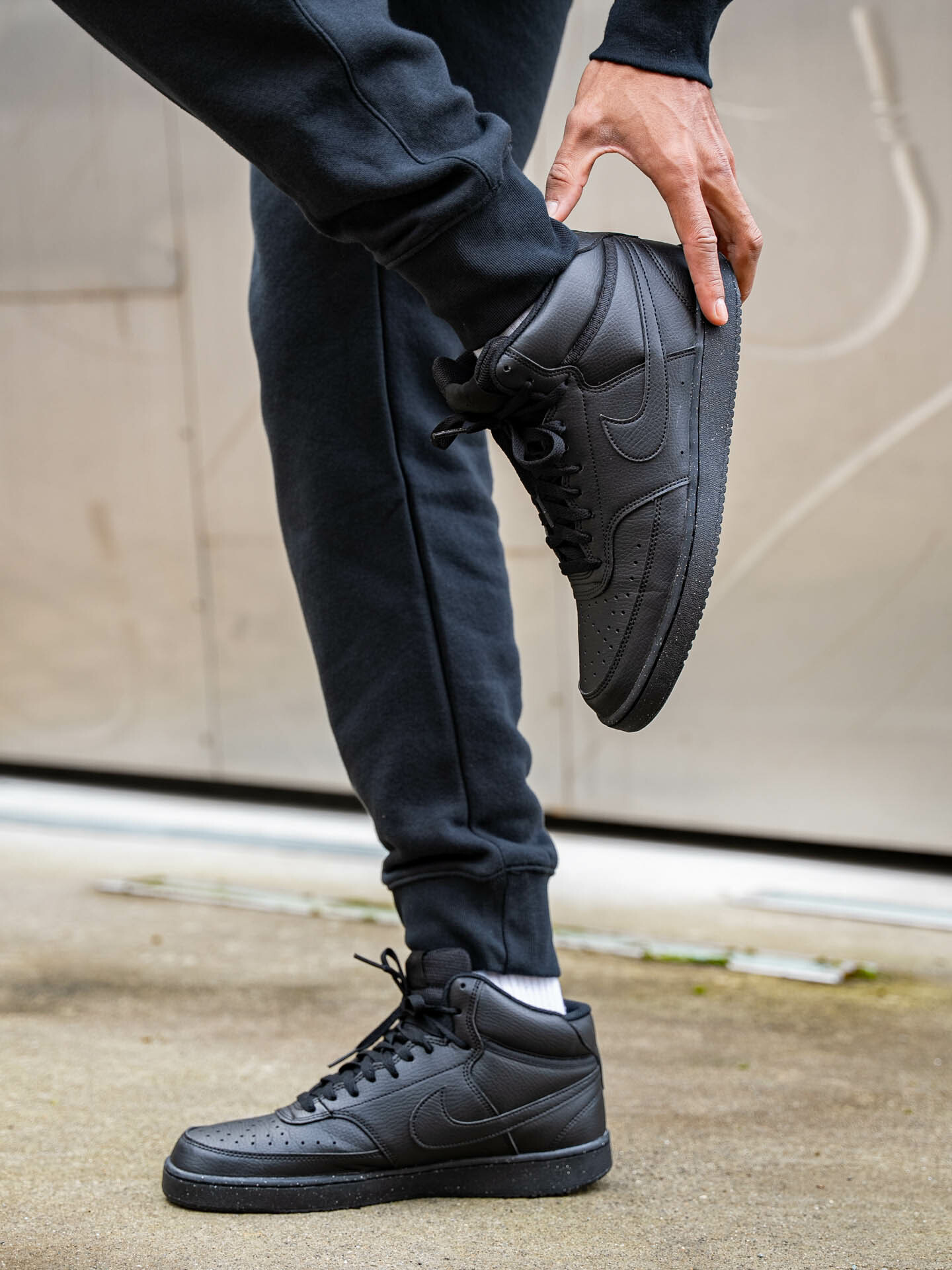 nike court vision mid triple black