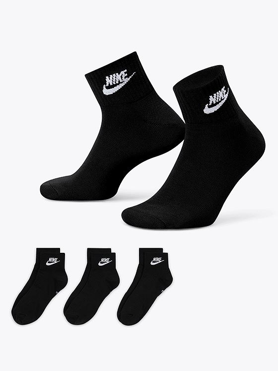 Nike Ankle Essential Socks 3pk Svart/Hvit