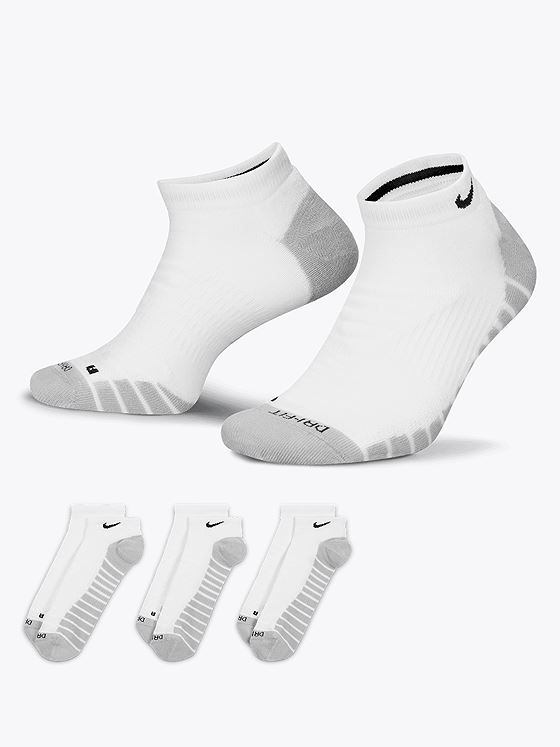 Nike Training No-Show Socks 3pk Hvit/Wolf Grey/Svart