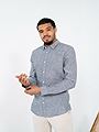 Only & Sons Caiden Long Sleeve Solid Linen Shirt Dress Blues