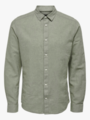Only & Sons Caiden Long Sleeve Solid Linen Shirt Swamp