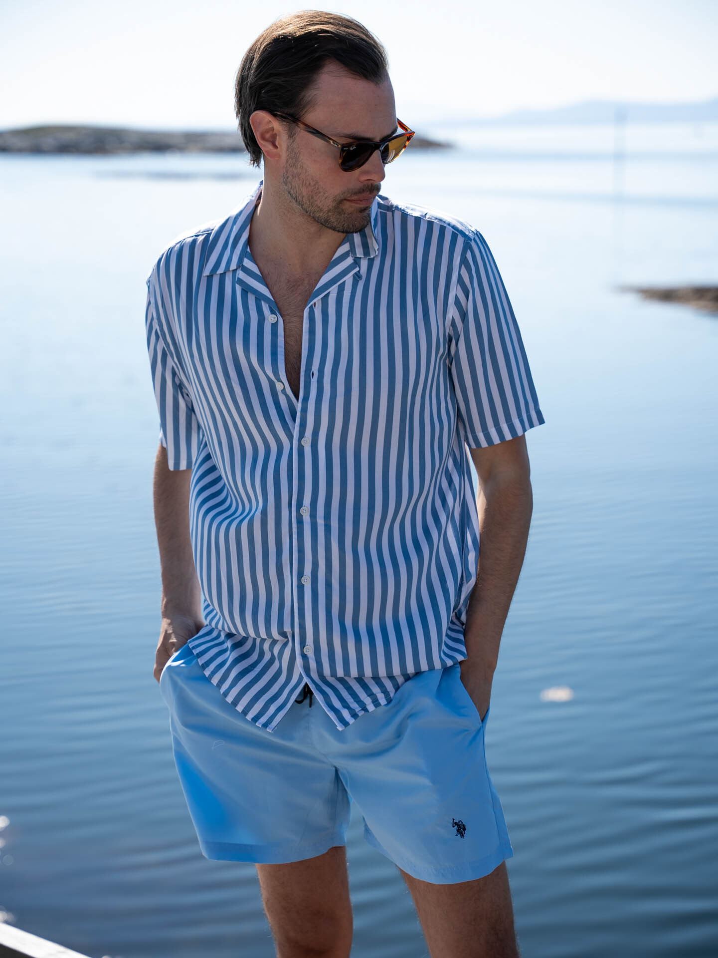 Only & Sons Wayne Life Short Sleeve Viscose Shirt Mountain Spring