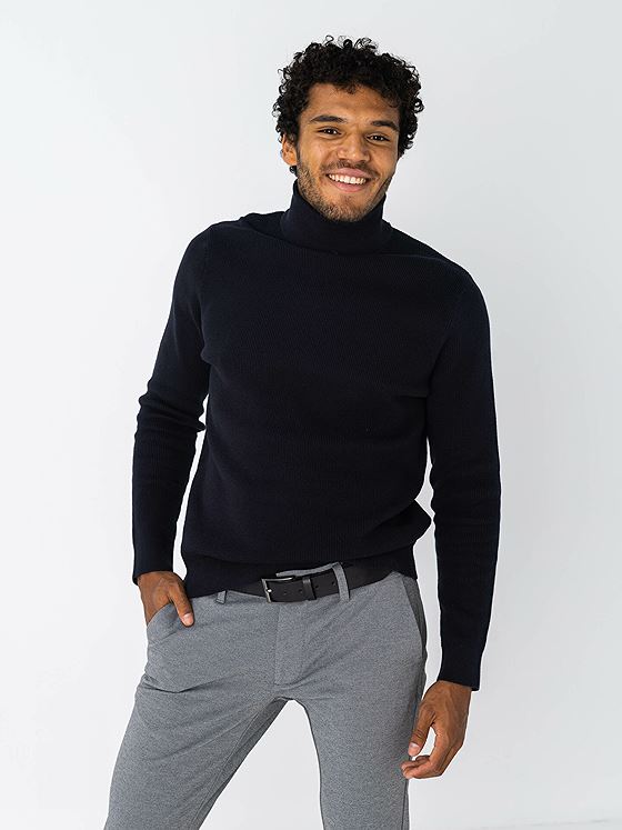 Only & Sons Phil Struc Roll Neck Knit Dark Navy