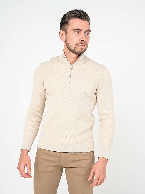Only & Sons Phil Reg Cotton Half Zip Knit Silver Lining