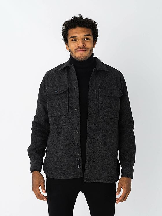 Only & Sons Only & Sons Ash Woolen Look Long Sleeve Shirt Black