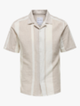 Only & Sons Caiden Short Sleeve Stripe Linen Resort Vintage Khaki