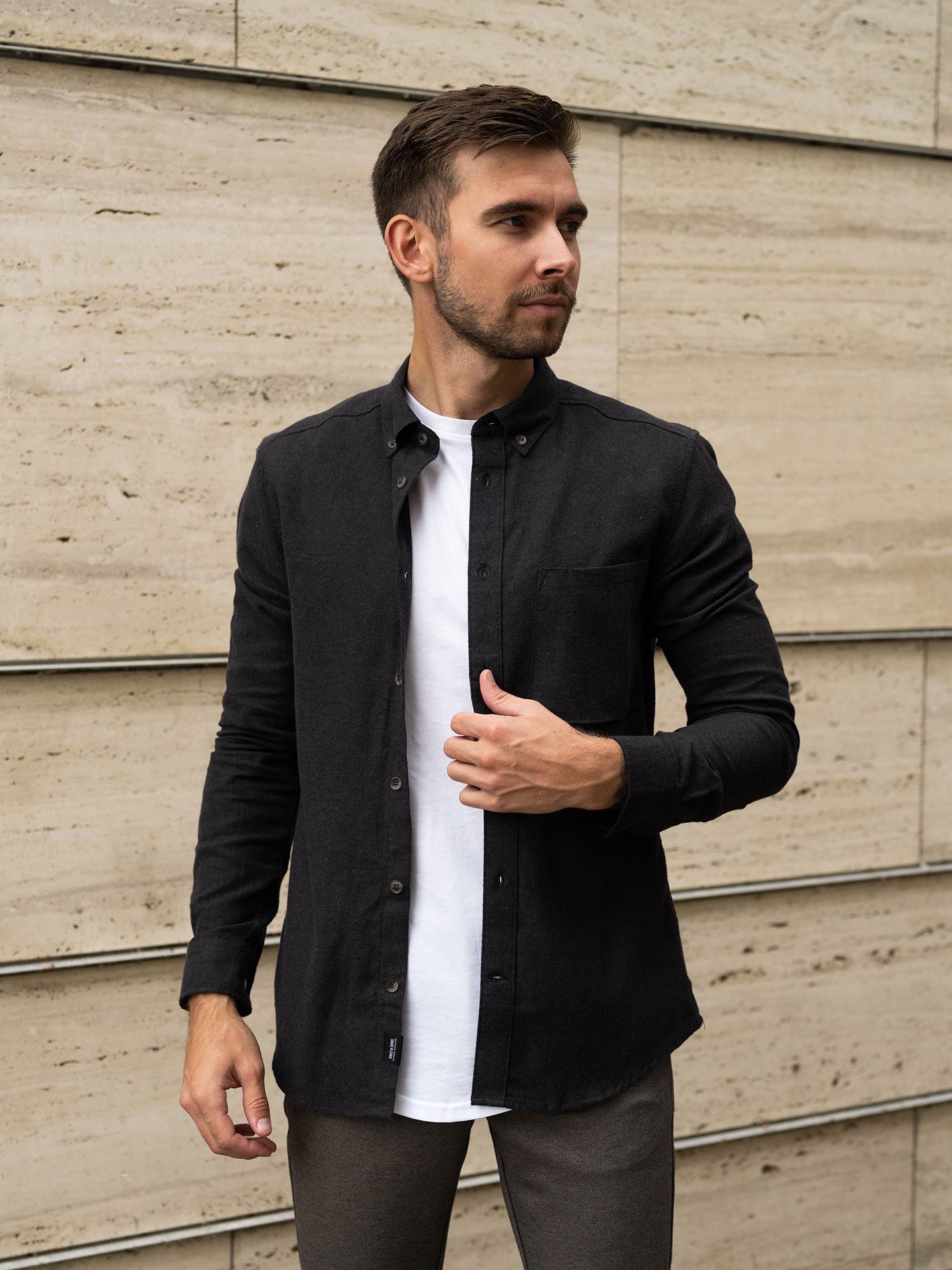 Only & Sons Gudmund Slim Solid Shirt Black