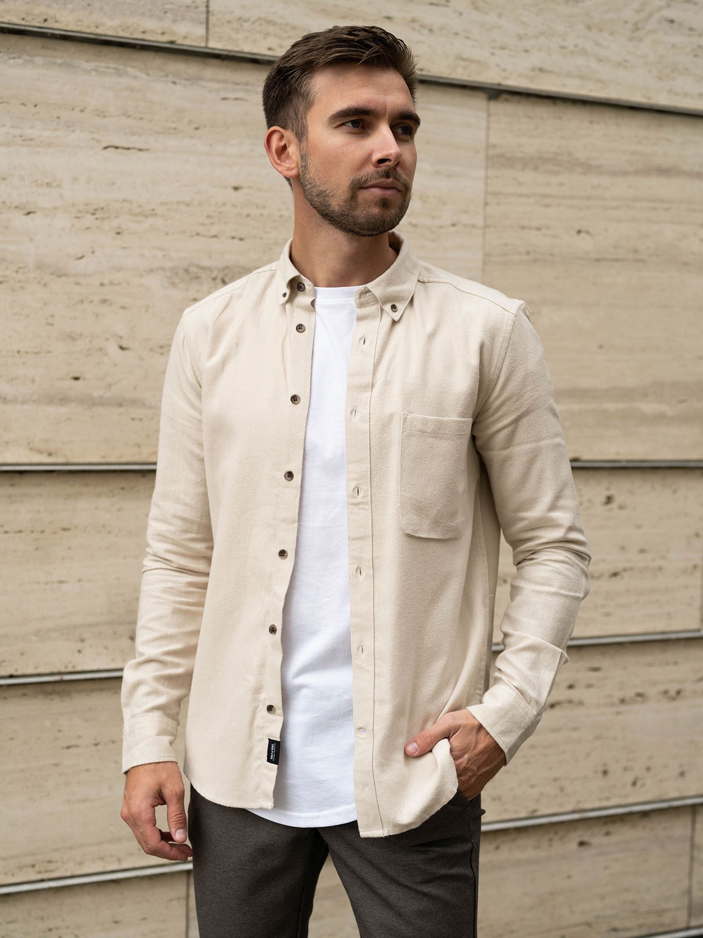 Only & Sons Gudmund Slim Solid Shirt Silver Lining