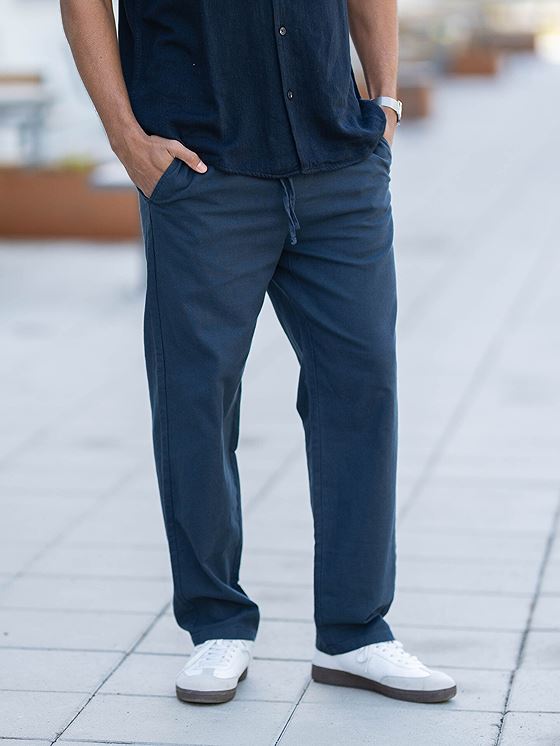 Only & Sons Sinus Loose Cotton Linen Pant Dark Navy