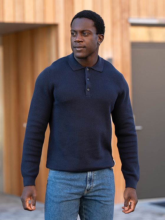 Only & Sons Phill Reg Rib Long Sleeve Polo Knit Parisian Night