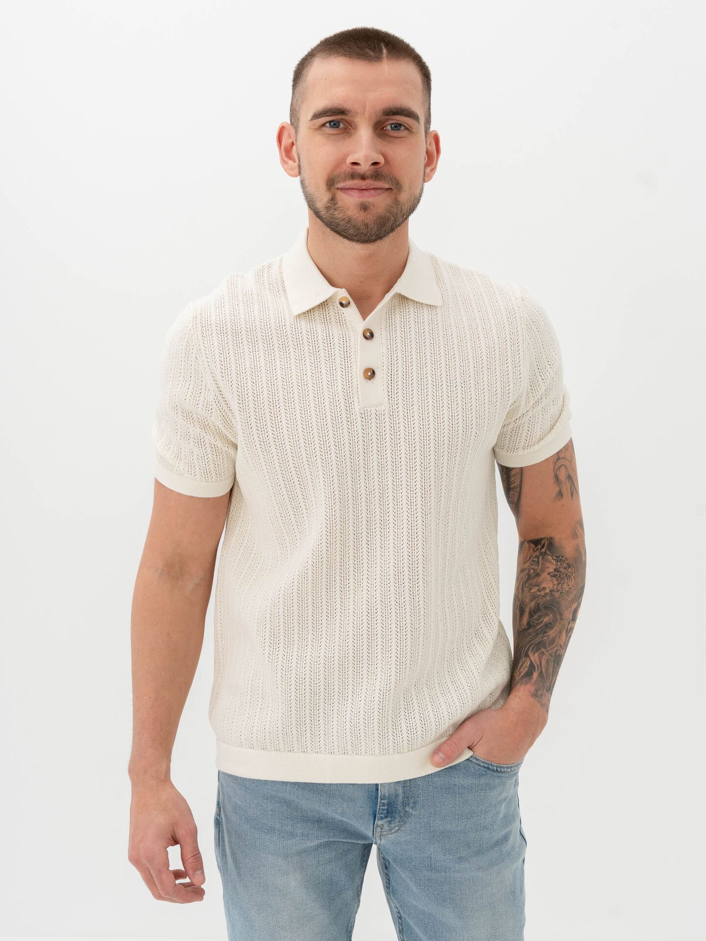 Only & Sons Moon Reg Short Sleeve Polo Knit Egret