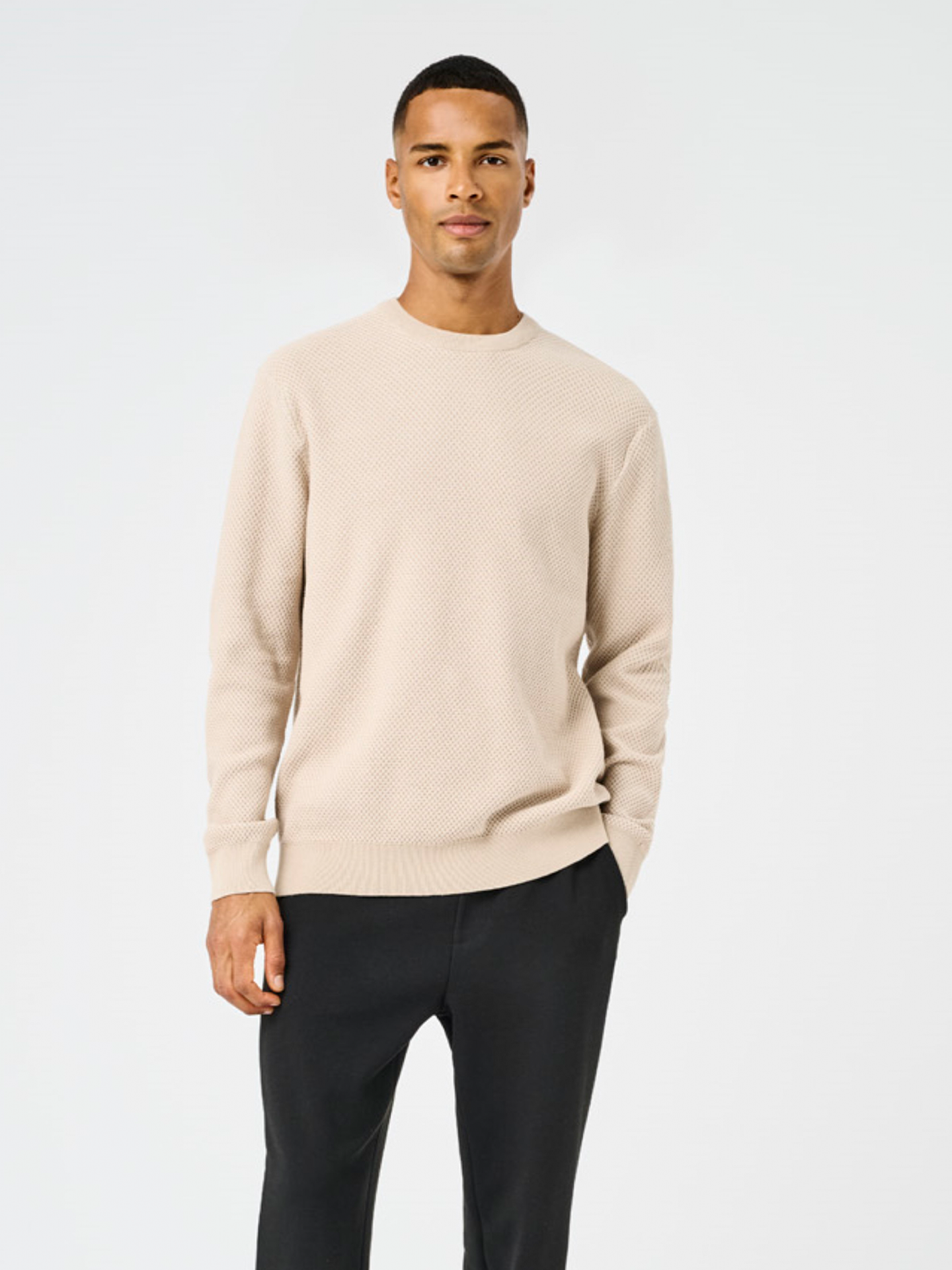 Only & Sons Morgan Structure Crew Knit Silver Lining