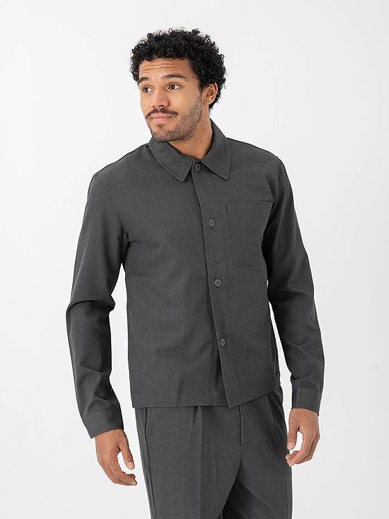 Only & Sons Miro Tailored Regular Overshirt Dark Grey Melange