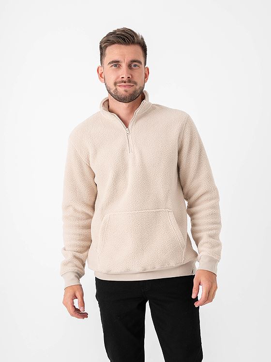 Only & Sons Emilio Reg Teddy Zip Sweat Silver Lining