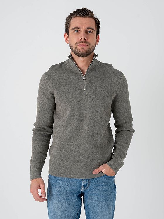 Only & Sons Ting Life Regular Half Zip Knit Castor Gray