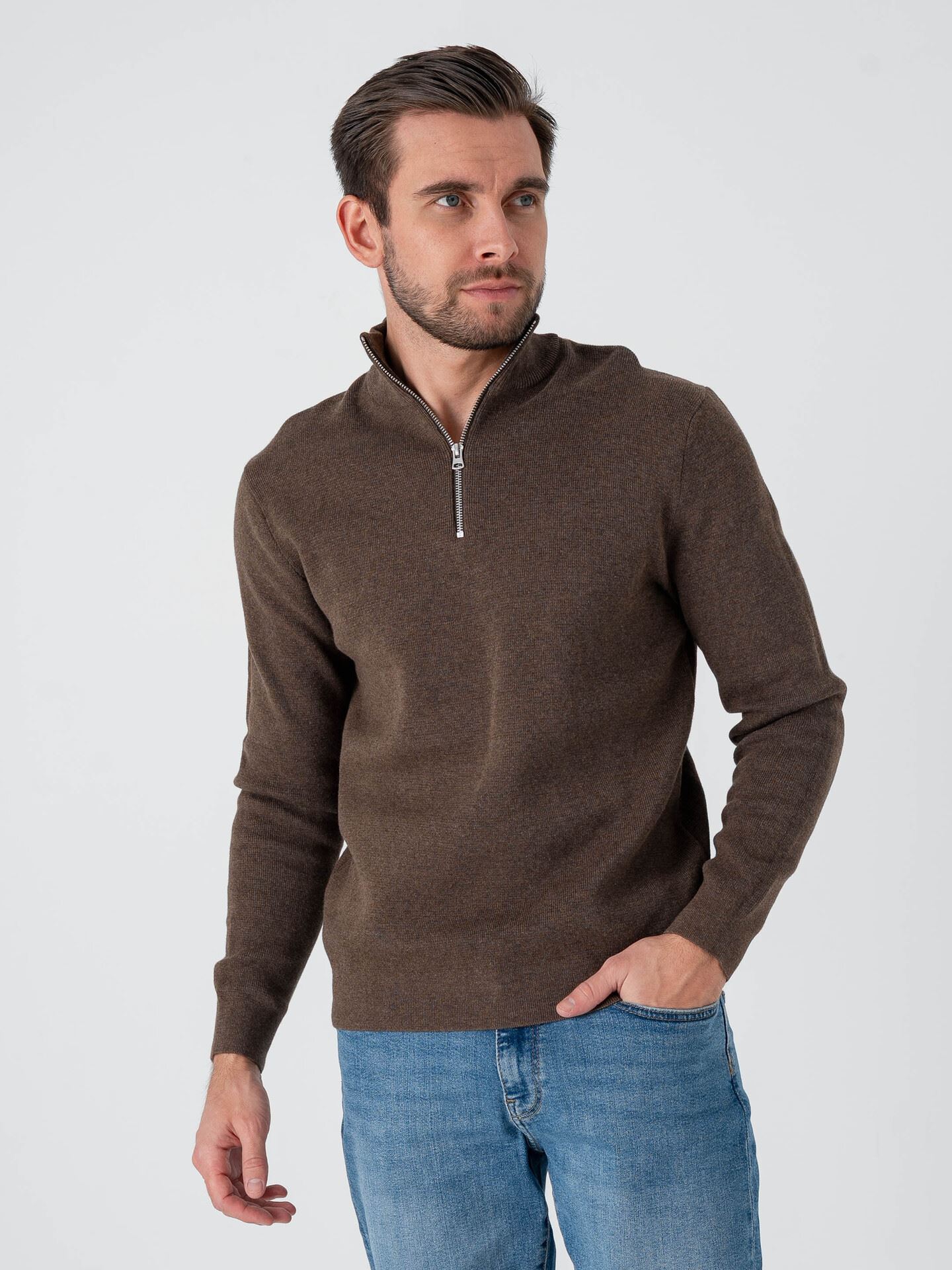 Only & Sons Ting Life Regular Half Zip Knit Coffee Bean
