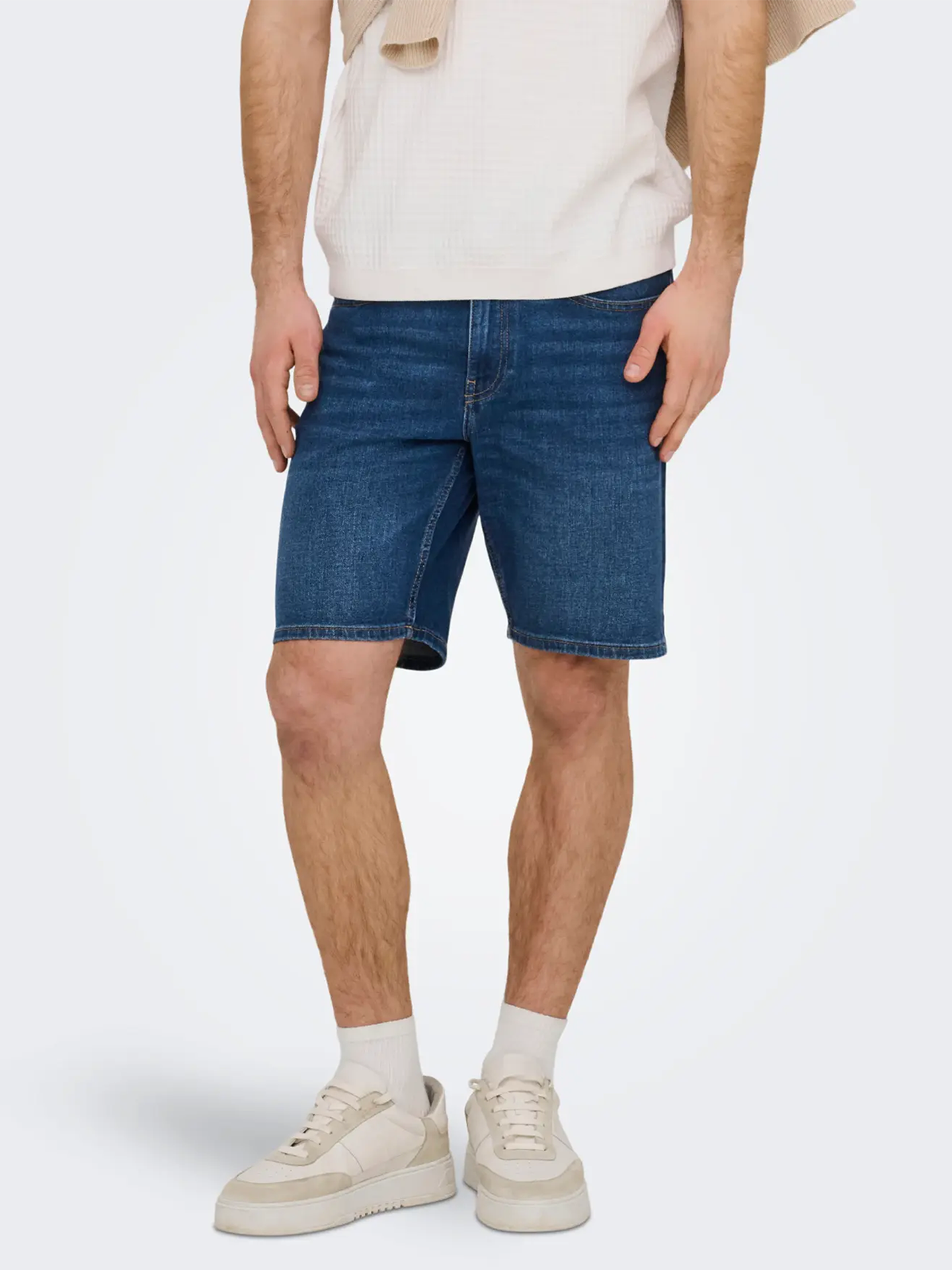 Only & Sons Weft Box Pim Denim Shorts Medium Blue Denim