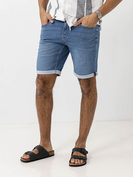 Only & Sons PLY Jog Denim Shorts Blue Denim