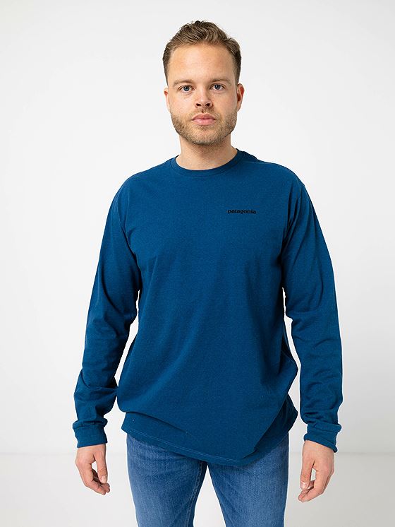 Patagonia Long Sleeve P-6 Logo Responsibili-T Wavy Blue