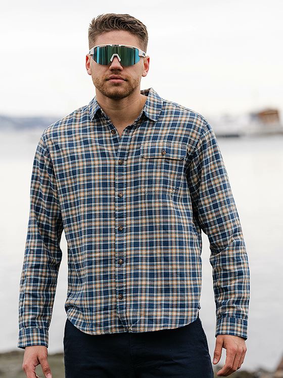 Patagonia M's CC Long Sleeve LW Fjord Flannel Shirt Squared Tidepool Blue