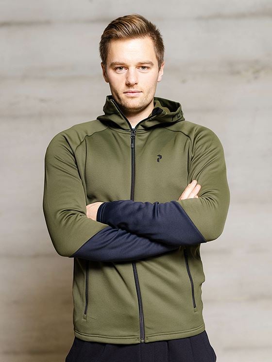 Peak Performance Rider Mid Zip Hood Forest Night / Black