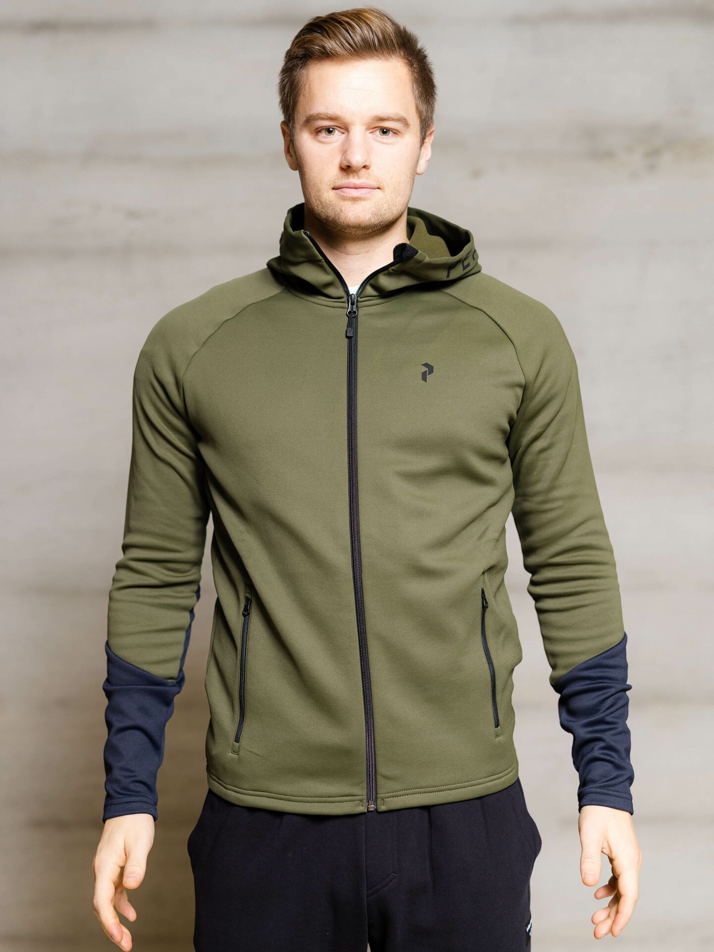 Peak Performance M Rider Mid Zip Hood Grønn