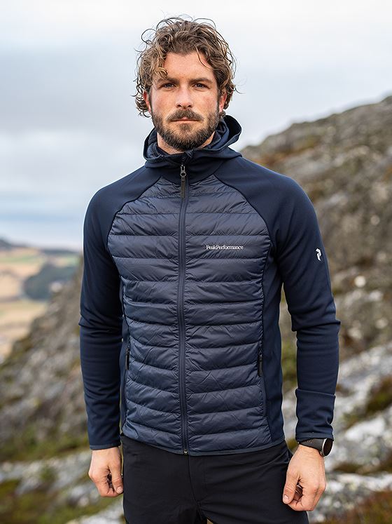 Peak Performance Down Hybrid Hood Jacket Blue Shadow