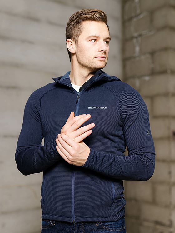 Peak Performance Midlayer Zip Hood Blue Shadow