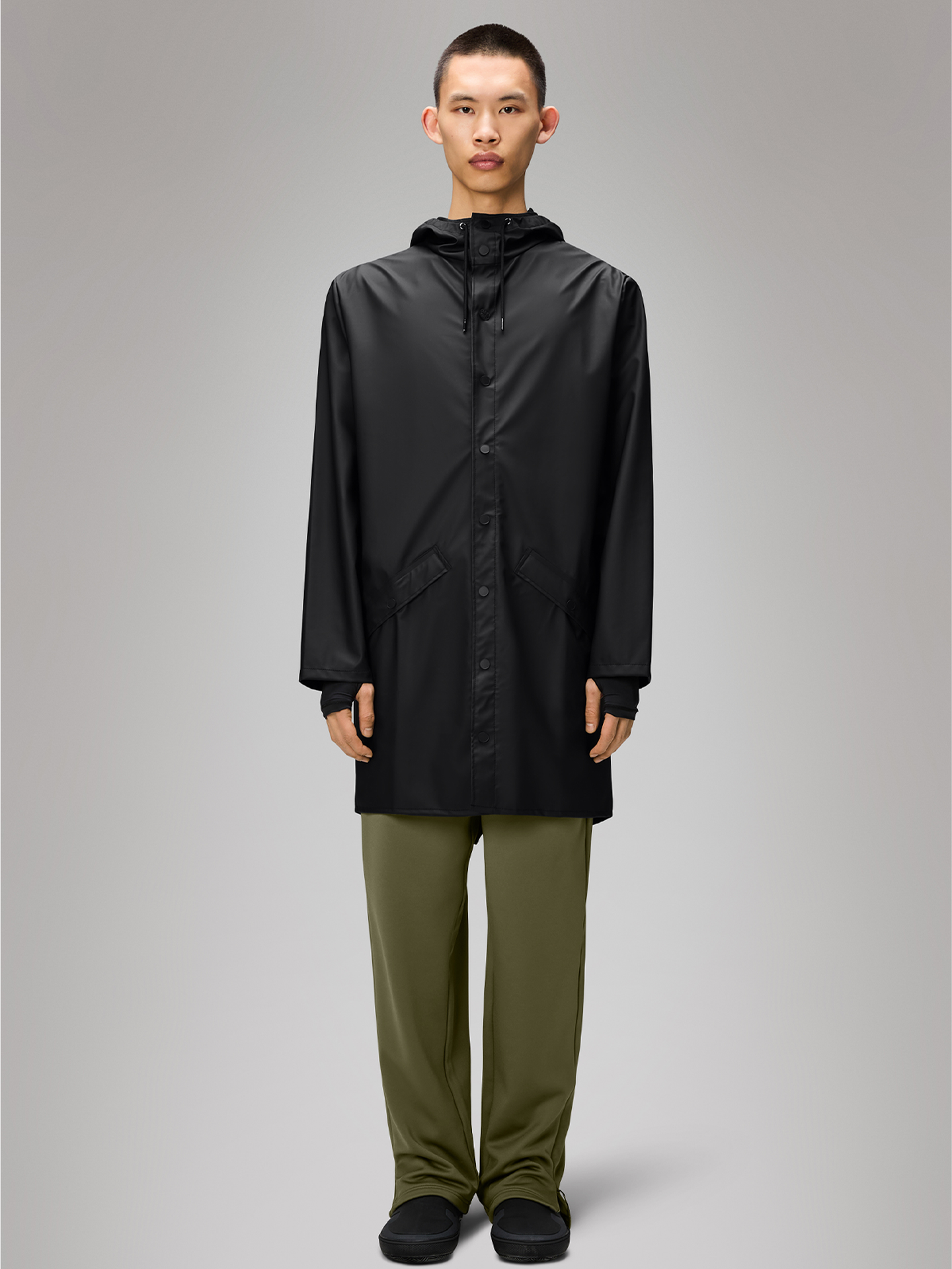 Rains Long Jacket Black