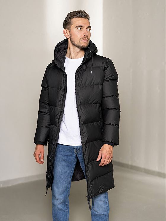 Rains Long Puffer Jacket Black